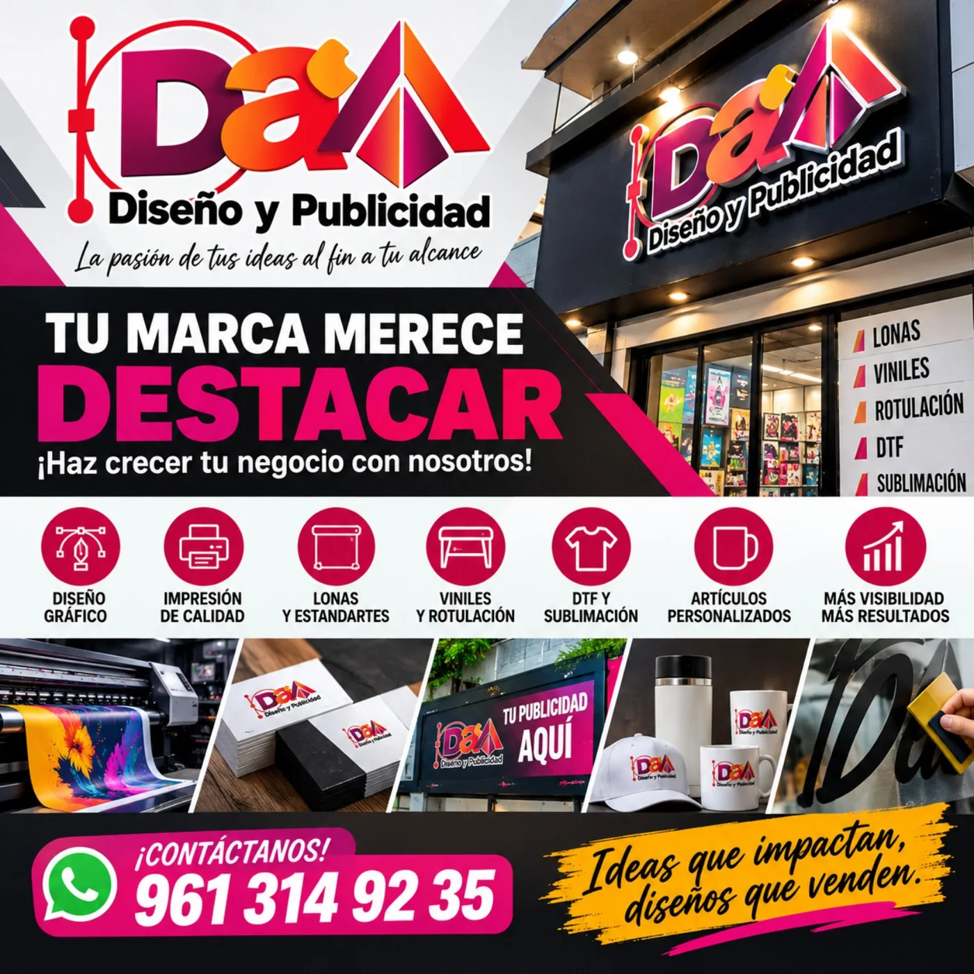 Publicidad y diseño de DA Digital Arte